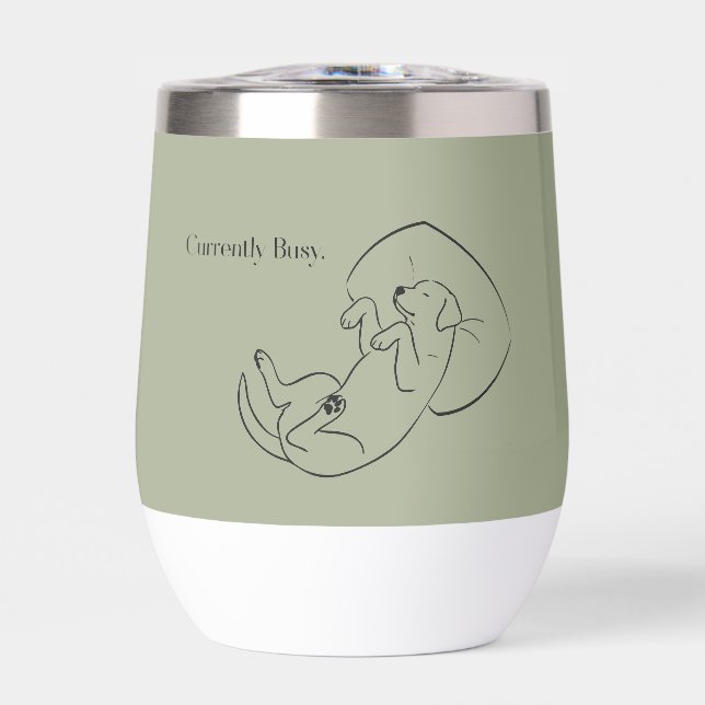 Personalized Labrador Wine Tumbler  Currently Busy (Frente)