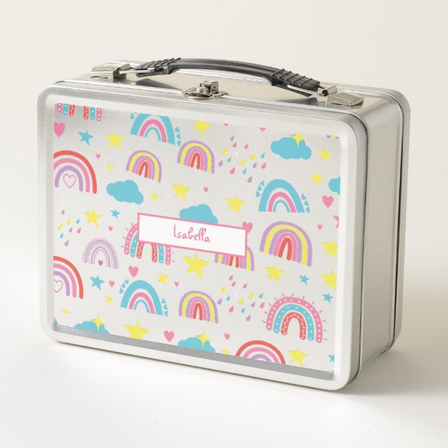 Personalized Lunch Box with Rainbow Name Design (Anverso)