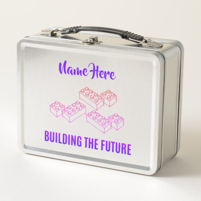 Personalized Lunchkins Building Bricks Lunch Box (Anverso)