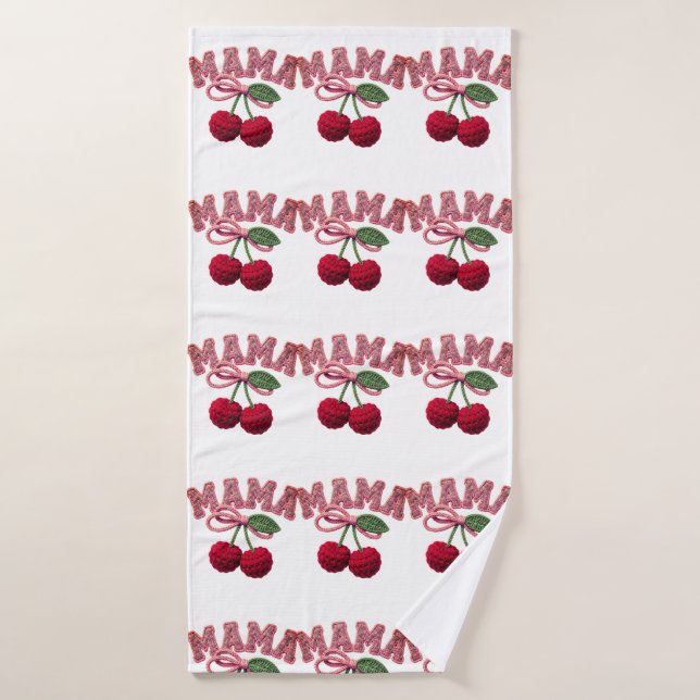 Personalized “Mama” Cherry Print – Funny Kitchen T (Toalla de baño)