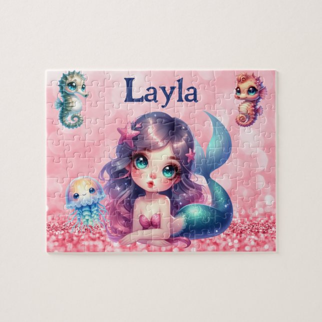 Personalized Mermaid Child Name Puzzle  (Horizontal)