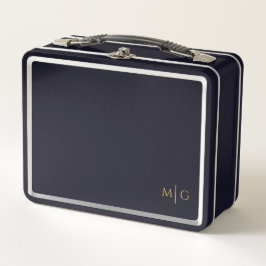 Personalized Metal Lunch Box with Simple Monogram