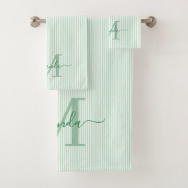 Personalized Monogram Green & White Stripes