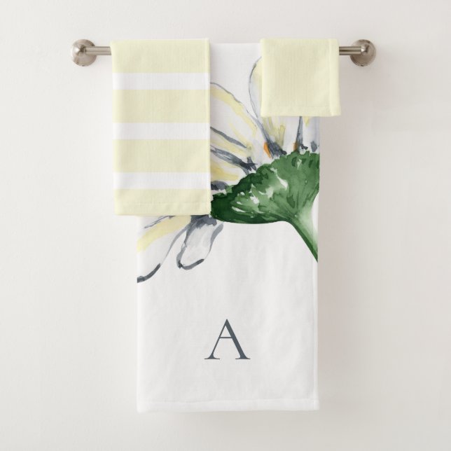 Personalized Monogram Watercolor Daisy Yellow (In situ)