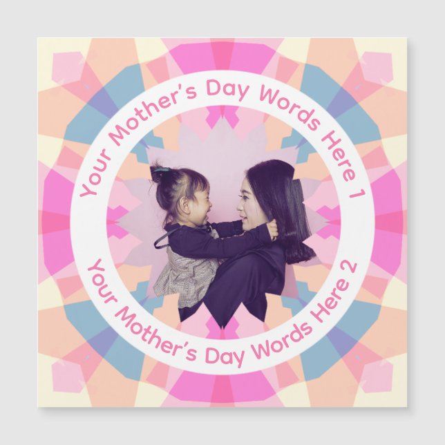Personalized Mother’s Day Pink Star Mom Photo Card (Anverso)