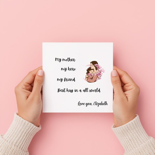 Personalized Mother's Day Mom's Hug Flat Card (Subido por el creador)