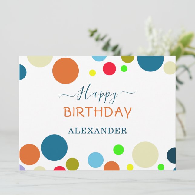 Personalized Multicolor Happy Birthday Card (Anverso de pie)