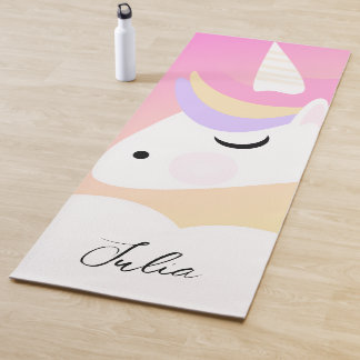 Personalized Name Unicorn Face Yoga Mat