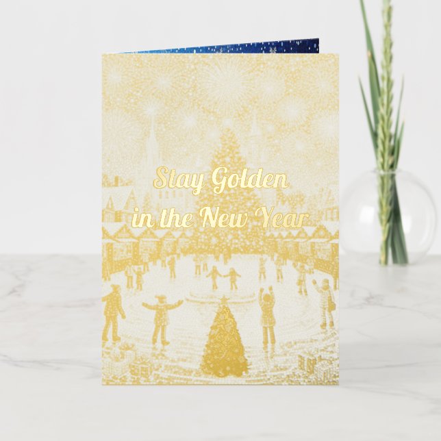 Personalized New Year's greetings in gold  (Anverso)
