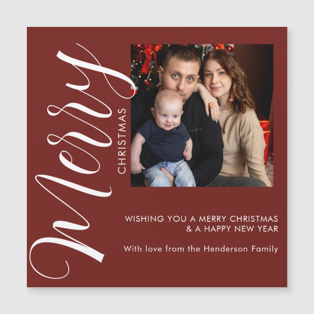 Personalized Photo Christmas Magnetic Card (Anverso)