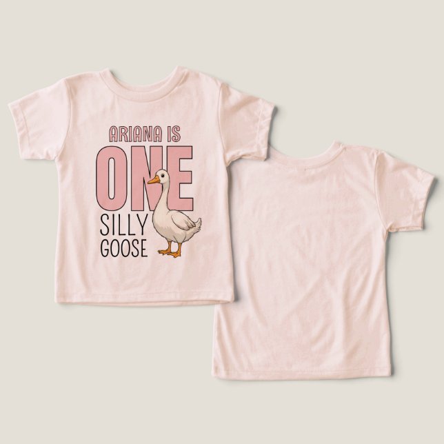 Personalized Pink One Silly Goose First Birthday (Diseño Anverso y Reverso)