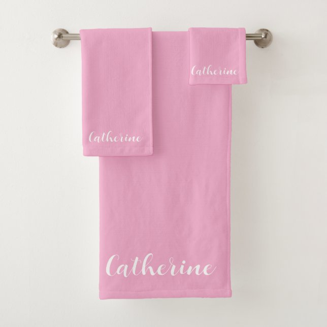 Personalized Pink Towels Set with Name  (In situ)