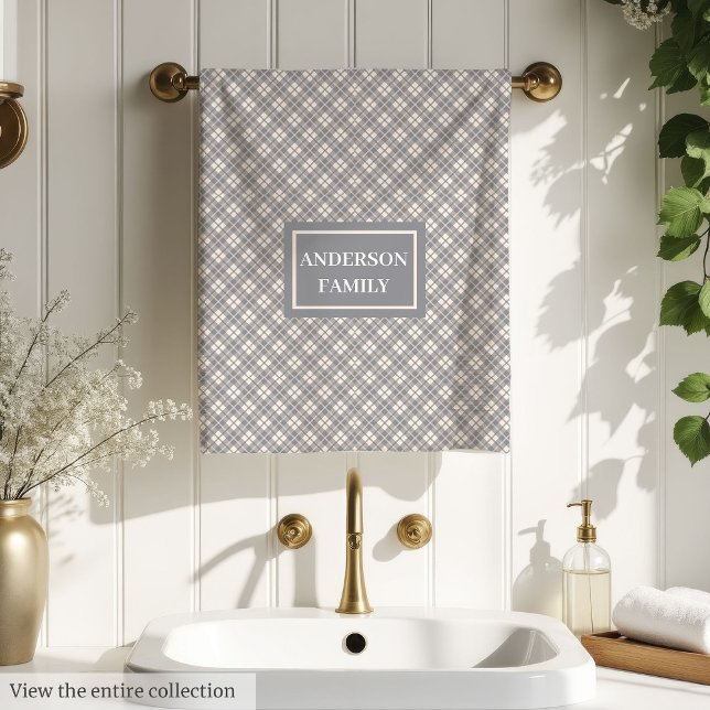Personalized Plaid Towels Elegant Pastel Accent (Personalized Plaid Towels Elegant Pastel Accent)