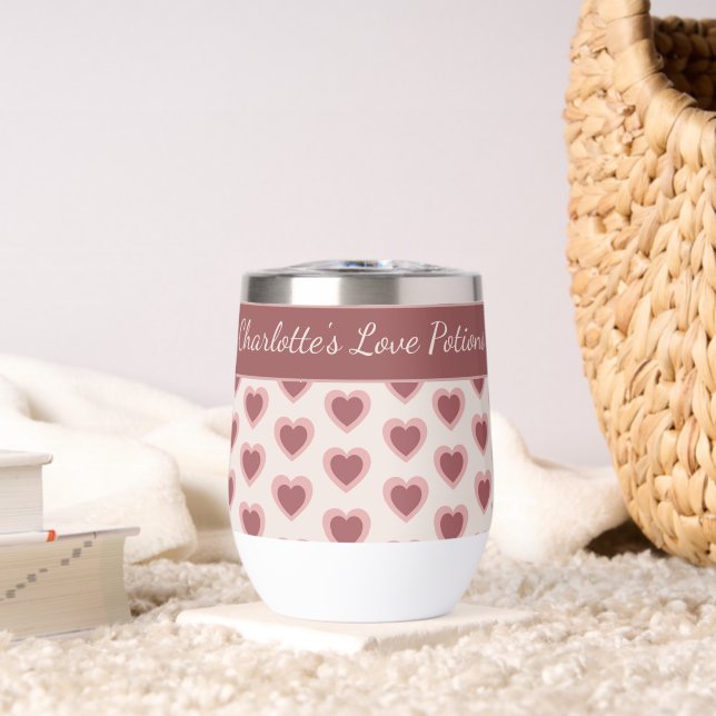Personalized Retro Hearts Pink Burgundy (Sala de estar (girada))