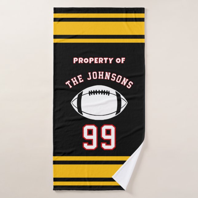 Personalized Sports Towel | Custom Football Player (Toalla de baño)