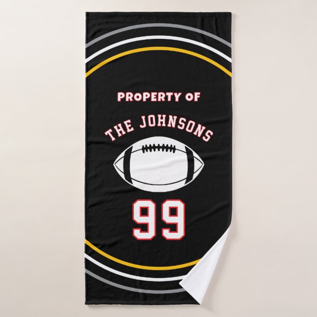 Personalized Sports Towel | Custom Football Player (Toalla de baño)