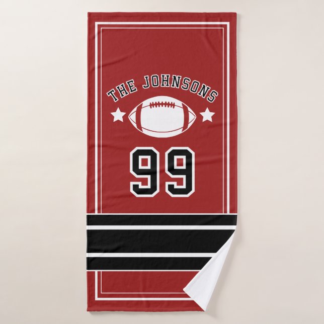 Personalized Sports Towel | Custom Football Player (Toalla de baño)
