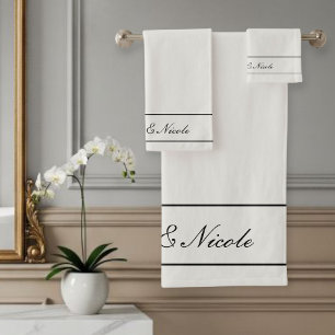Personalized Towel Set, Elegant White, Classic
