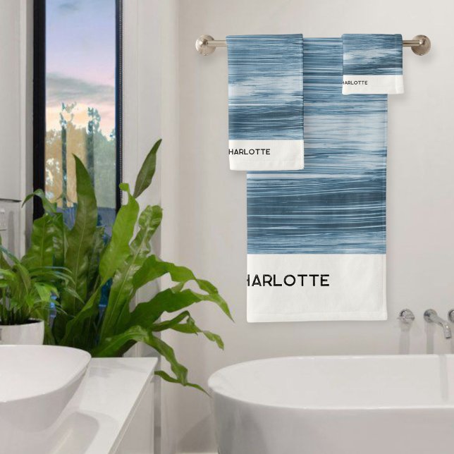 Personalized Towel Set, Shaded Blue Ombre, Elegant (Subido por el creador)
