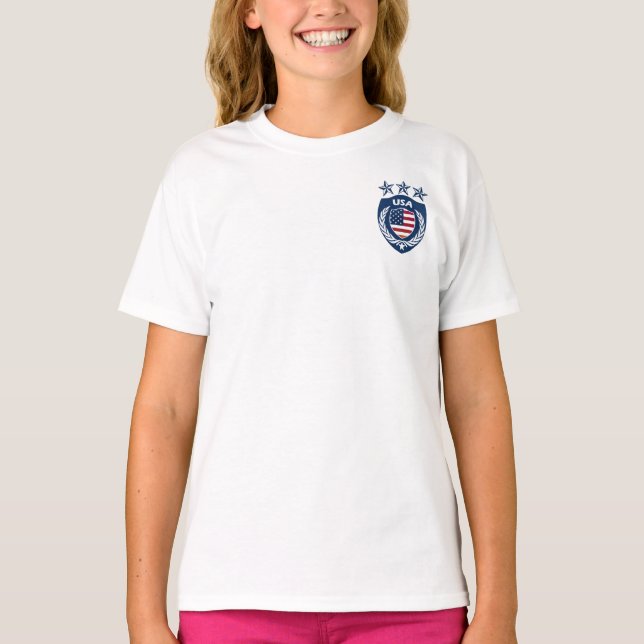 Personalized USA Sport Jersey Girls Ringer T-Shirt (Anverso)