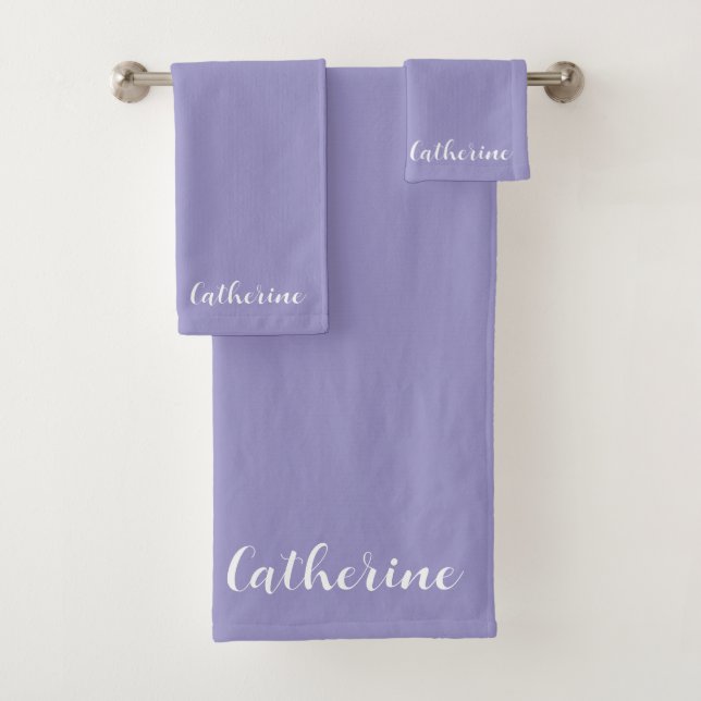 Personalized Violet Towels Set with Name  (In situ)