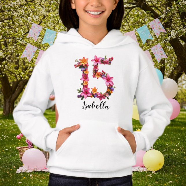 Personalized White Hoodie with Floral Print  (Subido por el creador)