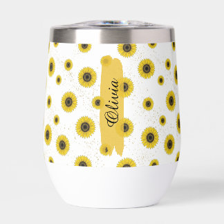 Personalized White Sunflower Pattern 11oz Cup