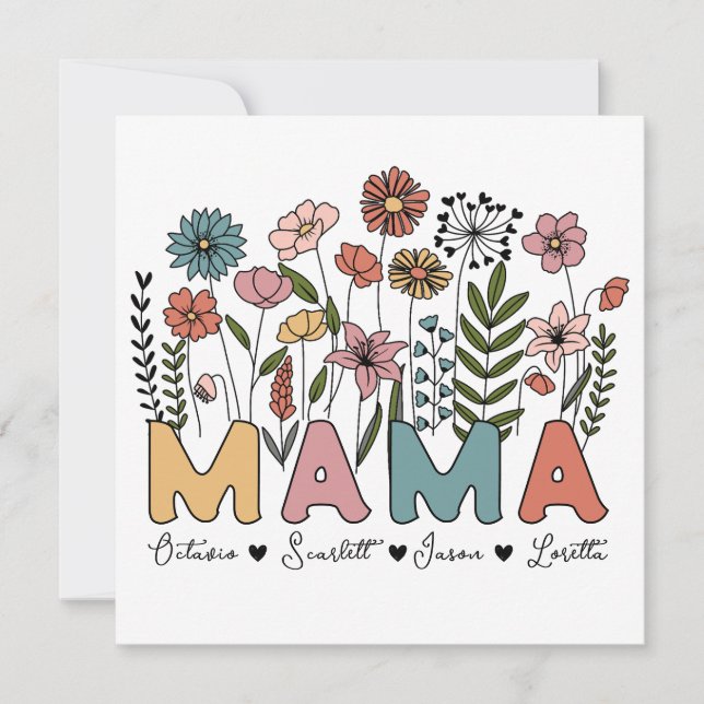 Personalized Wildflowers Flat Mother's Day Card (Anverso)