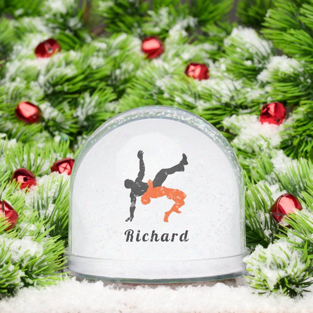 Personalized Wrestling Athlete Snow Globe Gift (Navidad)