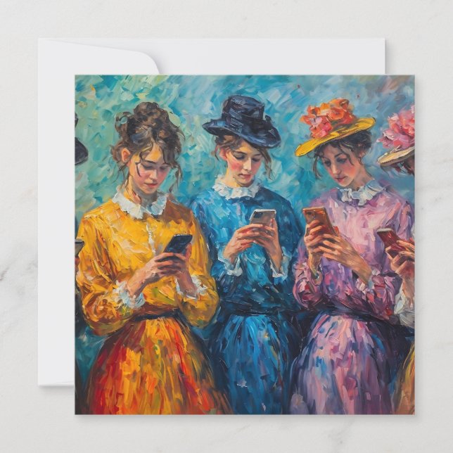 Personas del siglo XIX usando smartphones (Anverso)