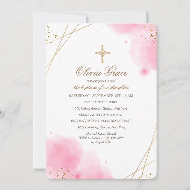 Persuasión rosa invitación religiosa (Anverso)