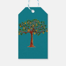 Pertridge 2 en una etiqueta de regalo de árbol per