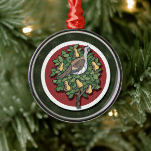 Pertridge En Un Ornamento De Árbol Par
