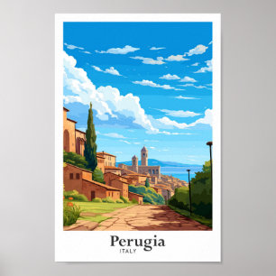 Perugia Ilustracion de Viajes de Arte de Italia