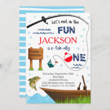 Pesca 1er cumpleaños O-Fish-Ally Una invitación