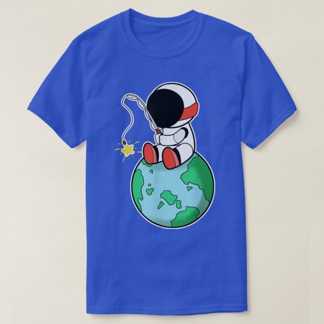 Pesca astronauta en camiseta de la Tierra (Diseño del anverso)