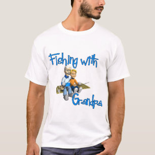 Pesca con camiseta de pesca del abuelo