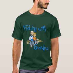 Pesca con camiseta de pesca del abuelo