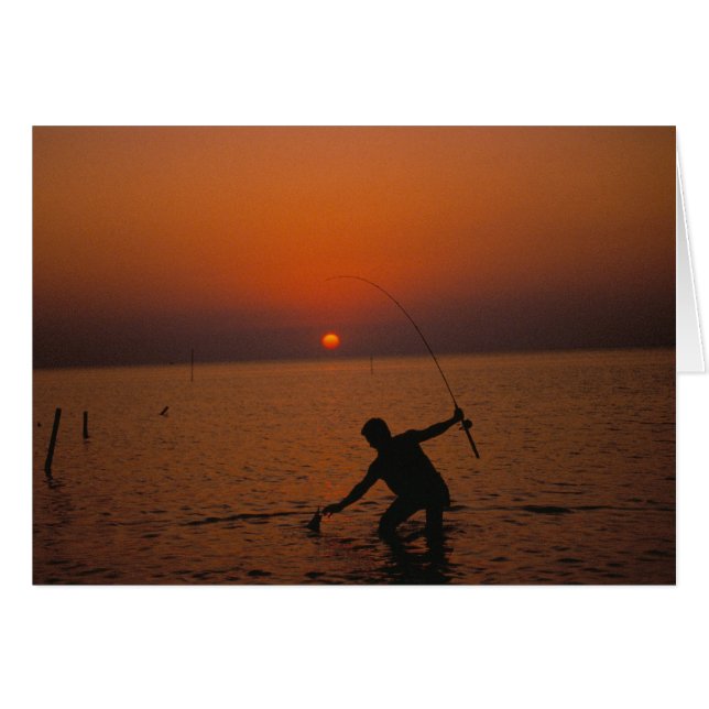 Pesca con tarjeta/atardecer (Anverso (Horizontal))