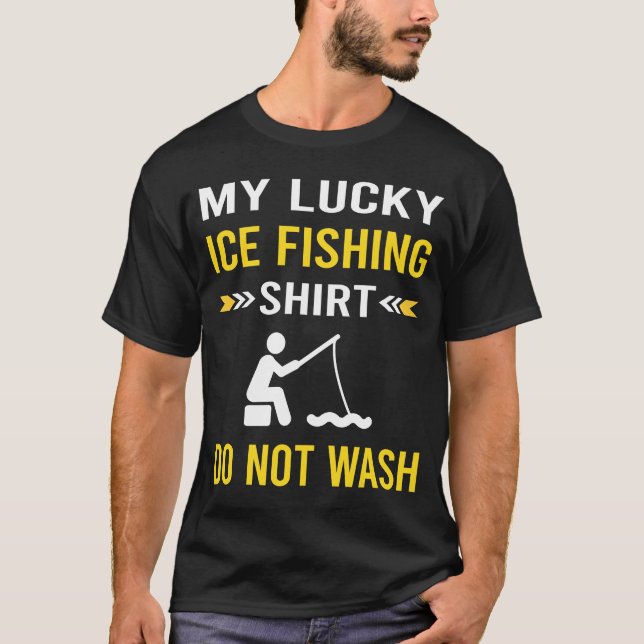 Pesca de hielo en camiseta con suerte (Anverso)
