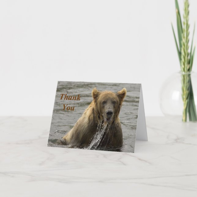 Pesca de oso marrón Gracias Nota (Anverso)