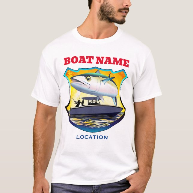 Pesca del Rey Caballa en la camiseta del atardecer (Anverso)