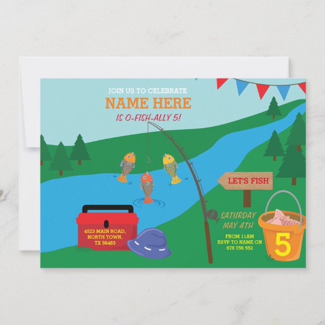 Pesca Invitación a la fiesta de cumpleaños del pez (Anverso)