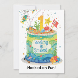 Pesca Invitación al primer cumpleaños pequeños pes