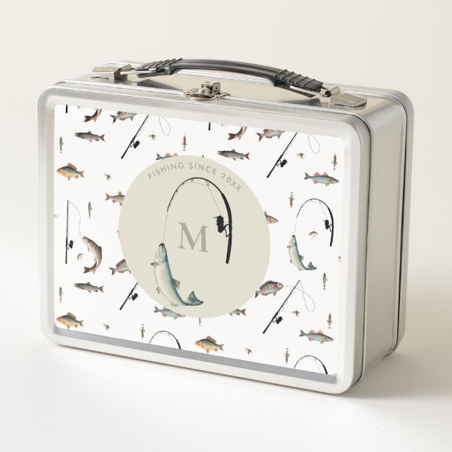 Pesca Pesca Rod & Reel Fish Tema Pescador Monogram (Anverso)