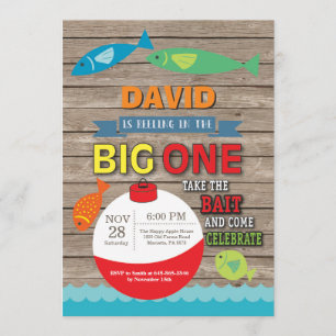 Pesca Primer Invitación de Cumpleaños Gran Una Rús