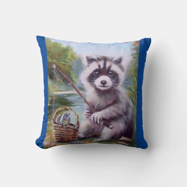 Pesca Raccoon diversión tiro almohada (Anverso)