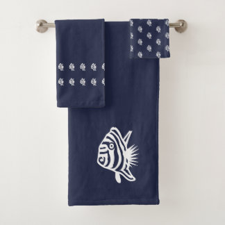 Pescado ángel Océano deco costero azul y blanco