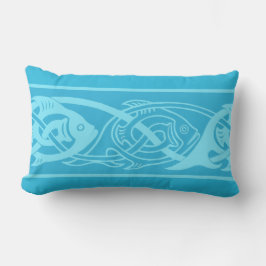 Pescado celta de Knotwork en Cojín decorativo azul