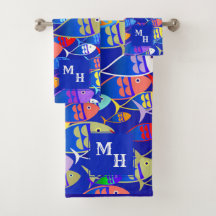 Pescado colorido Art Deco Personalizado Texto Mono